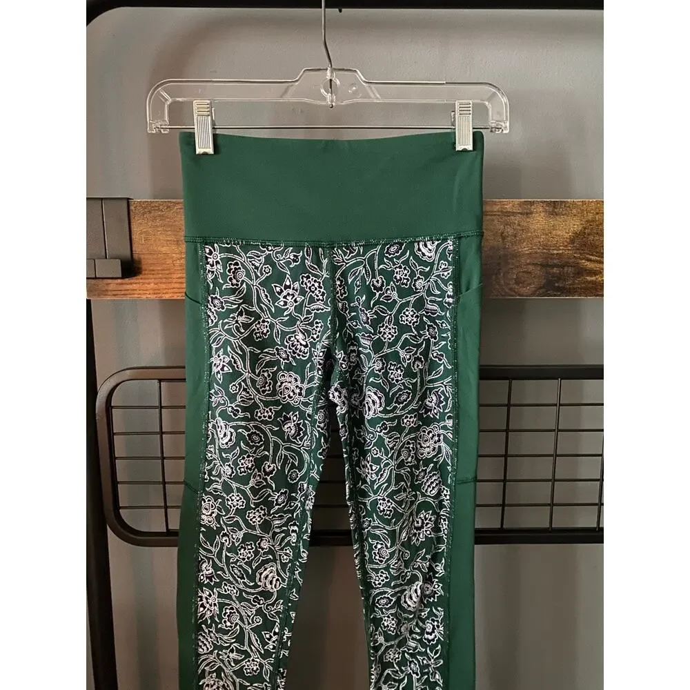 Athleta Green Floral Leggings | XS